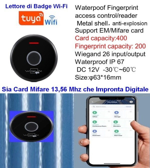 Lettore di Badge NFC Mifare senza Fili TAG + Impronte Digitali (immagine per) Lettore di Badge NFC Mifare senza Fili TAG + Impronte Digitali