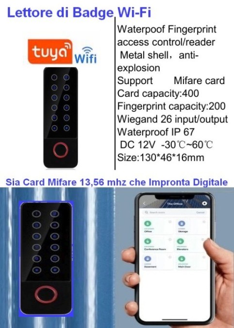 Lettore di Badge Wifi Pin + Card Mifare + Impronta Digitale (immagine per) Lettore di Badge Wifi Pin + Card Mifare + Impronta Digitale