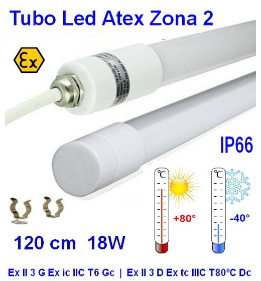 10 Plafoniere Atex 18W 120 cm 24V IP66 Cat 3 Alta Temperatura (immagine per) 10 Plafoniere Atex 18W 120 cm 24V IP66 Cat 3 Alta Temperatura