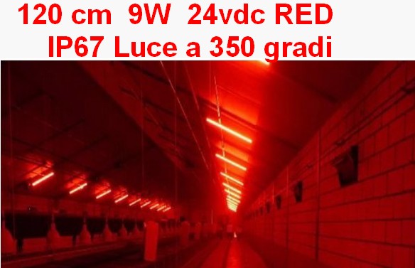 Tubo a Led ROSSO 120 cm luce 350 gradi 24V 9W IP67 (immagine per) Tubo a Led ROSSO 120 cm luce 350 gradi 24V 9W IP67